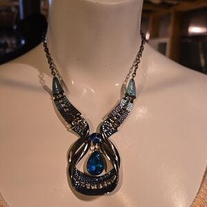 Extremely Unique Teal and Silver Necklace